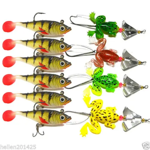 FREE SHIPPING Lot 10pcs Rubber Frog Soft Tiddler Silica Lead Fishing Lures Baits Tackle Hooks