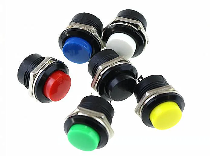 16mm 2PIN Plastic Push Button Momentary Switch 3A 150V 6Color