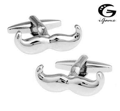 iGame Factory Price Supply Mustache Cuff Links Silver Color Beard Design Free Shipping