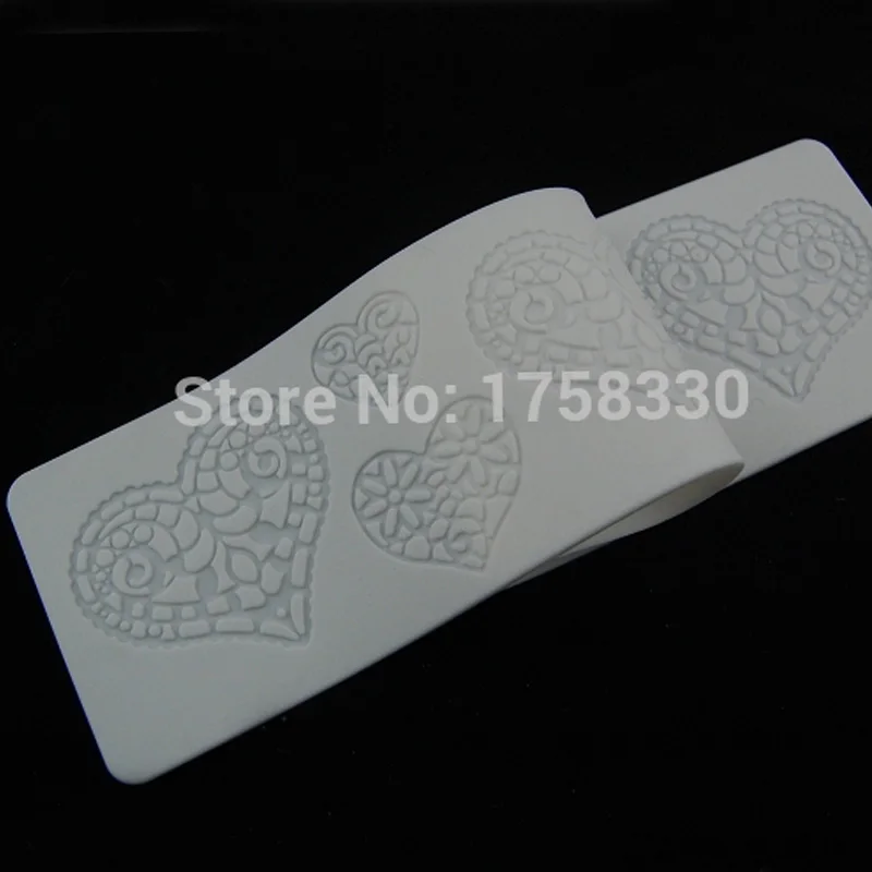 

2017 39*8CM HEART Silicone Lace Mat Cake Sugar Paste Decorating fondant mold Moldes De Silicona