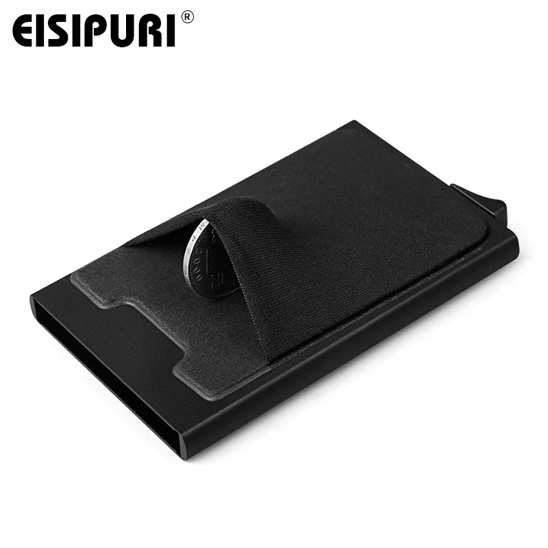 Men Aluminum Wallet With Back Pocket ID Card Holder RFID Blocking Mini Slim Metal Wallet Automatic Pop up Credit Card Coin Purse image 4