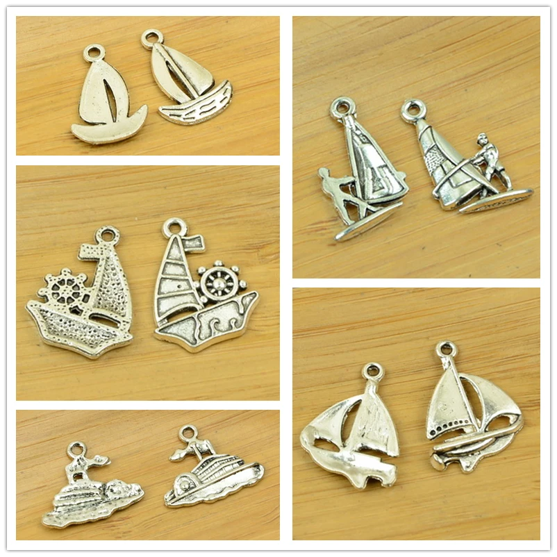 ship/boat/vessels/barque shape alloy charm pendant for jewelry making wholesale antique silver DIY accessories findings bracelet