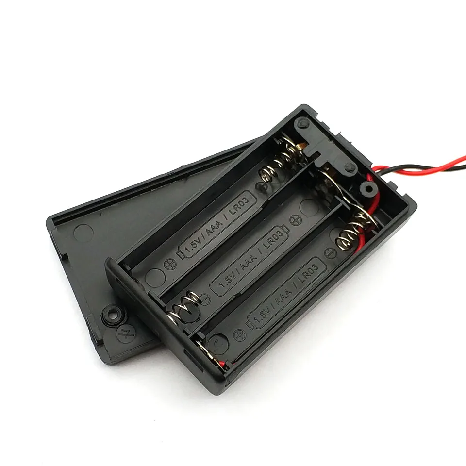 AAA Battery Holder AAA Battery Case AAA Box With Leads With ON/OFF Switch With Cover 3 Slot Standard Battery Container