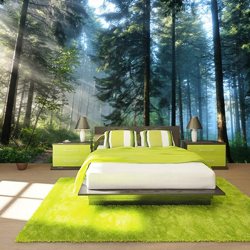 

HD Green Forest Tree Scenery Large Wall Painting Wall Papers Home Decor Living Room Sofa Bedroom Backdrop Wallpaper Custom Mural