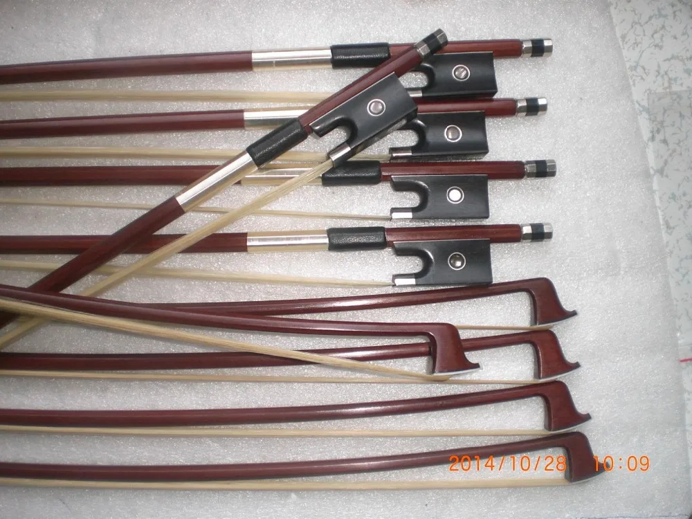 10 PC Quality Brazil Wood Violin Bow 4/4 with Ebony Abalone Shell Nickle Copper Amounted