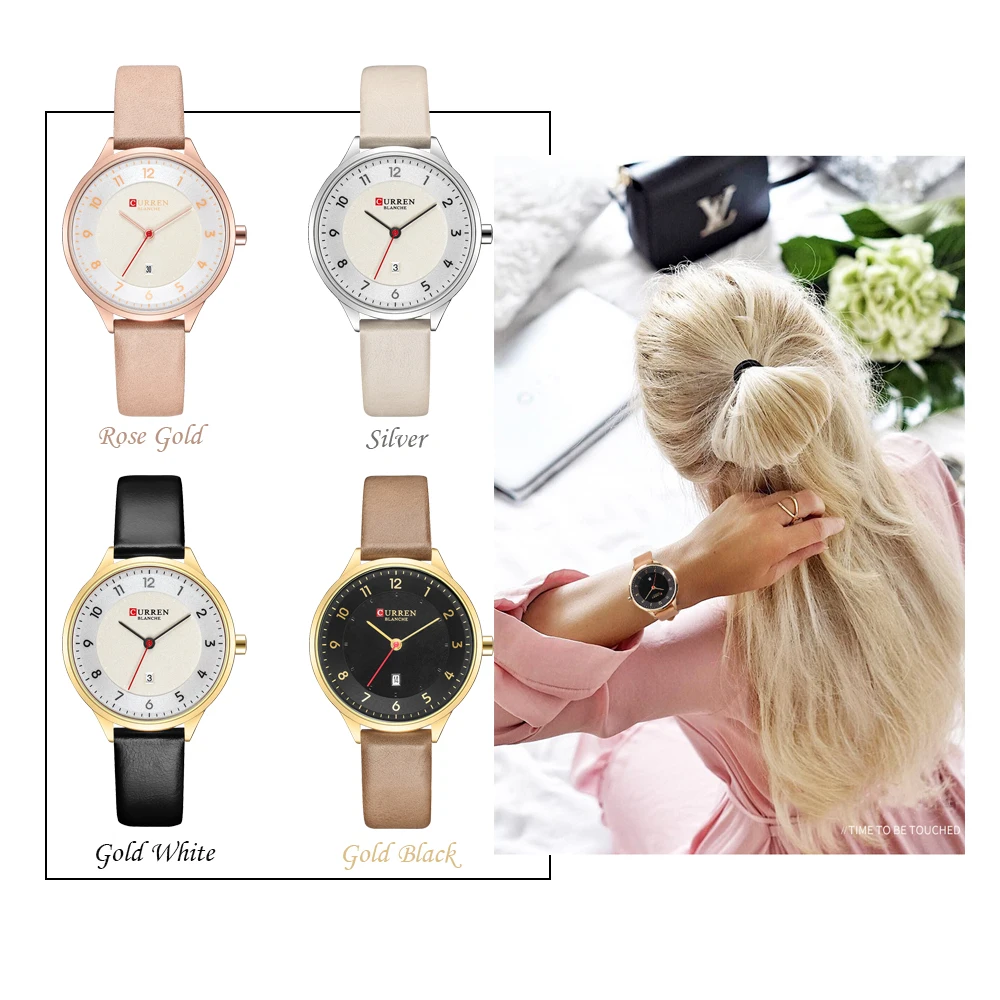 CURREN Luxury Rose Gold Women Watches Fashion Quartz Leather Wristwatches Casual Clock Ladies Wrist Watch New Montre Femme