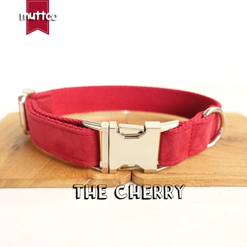 

10pcs/lot MUTTCO wholesale particular self-design ductile beefy dog collar THE CHERRY solid red dog collars 5 sizes UDC020