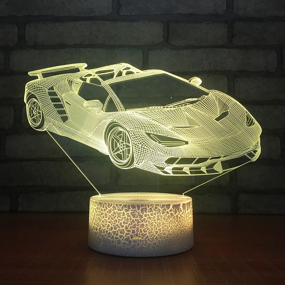 

Car Colorful Discoloration 3d Visual Lamp Factory Direct Sales Table Lamps For Living Room White Lovely 7 color change 3D Lamp