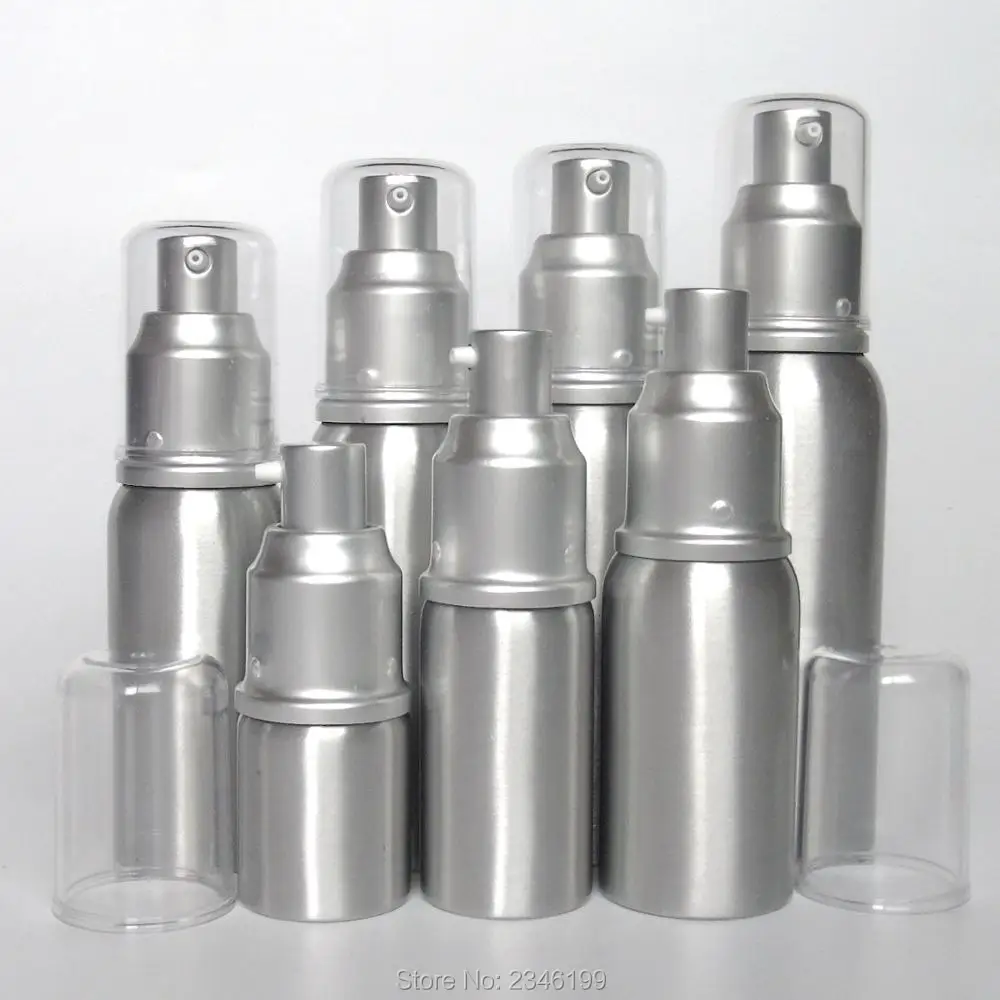 

20ML 50pcs/lot Portable Aluminum Pump Lotion Bottle, Airless Refillable Bottles, Empty Cosmetic Packaging Bottle with Press Pump