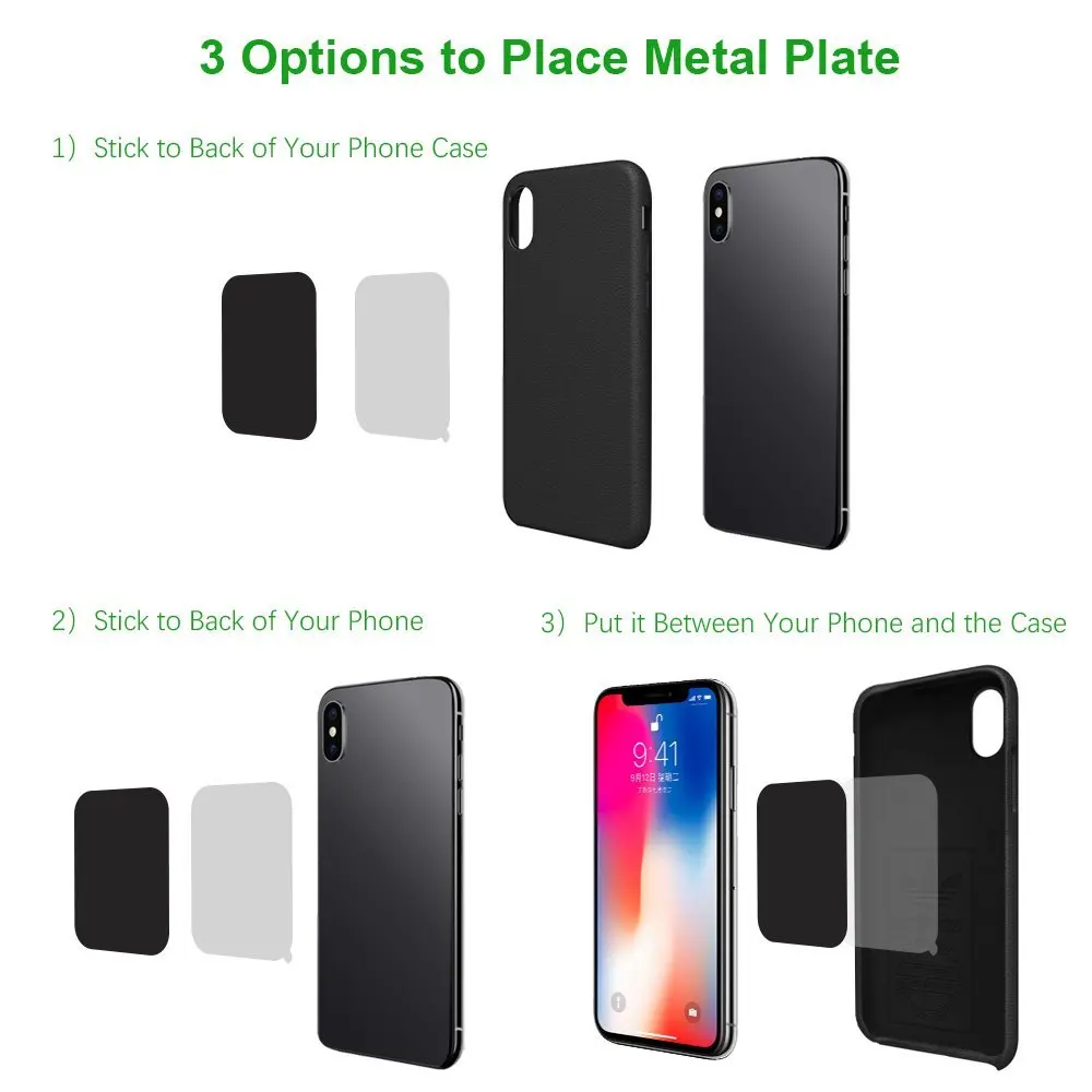 Univerola Mount Metal Plate with Adhesive For Magnetic Mount Car Holder Replacement Metal Plate Kit Magnet Mobile Phone Stand