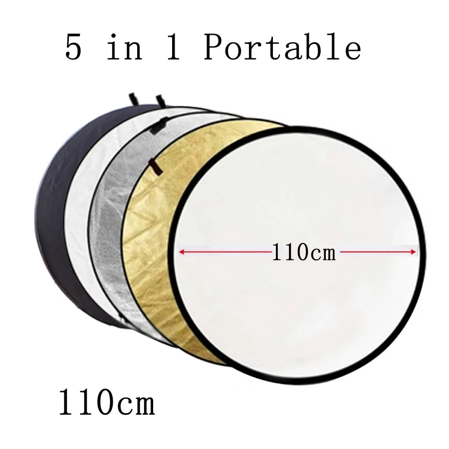 110cm 5in1 Reflector Photography Portable Collapsible Light Round for Studio Multi Photo Disc Outdoor