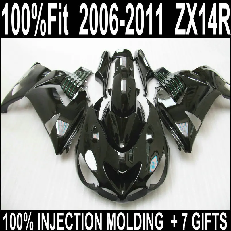 Glossy falt black bodywork fairing for Kawasaki ZX14R fairing kit ABS plastic 2006-2011 fairings 06 07 08 09 10 11 Ninja ZX-14R