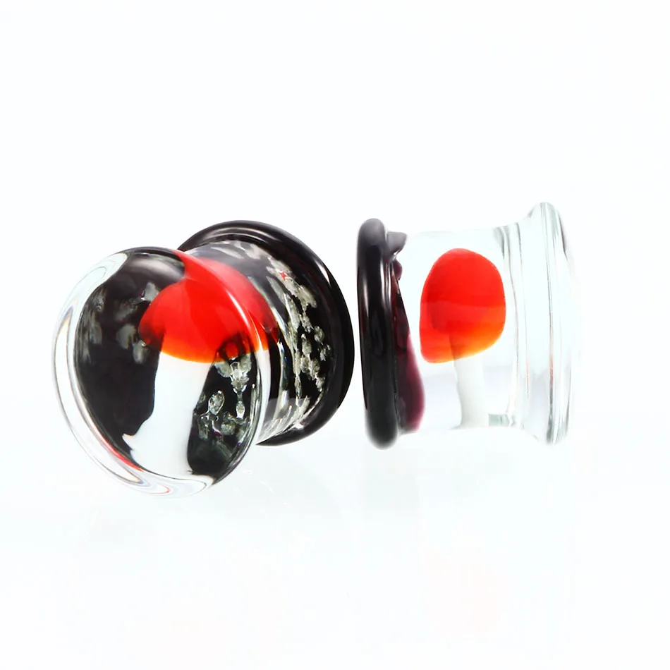 Nieuwe Merk 1 Paar Mangic Lichtgevende Paddestoel Glas Oordoppen Tunnels Gauge Tunnel Body Piercing Sieraden Oor Expander 8-16mm Zomer