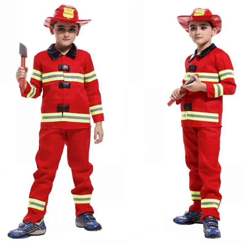 الأولاد أزياء الهالوين للأطفال زي رجل الإطفاء تأثيري يوم الأطفال فانتازيا الرضع مرحلة الأداء لعب فستان الكرنفال