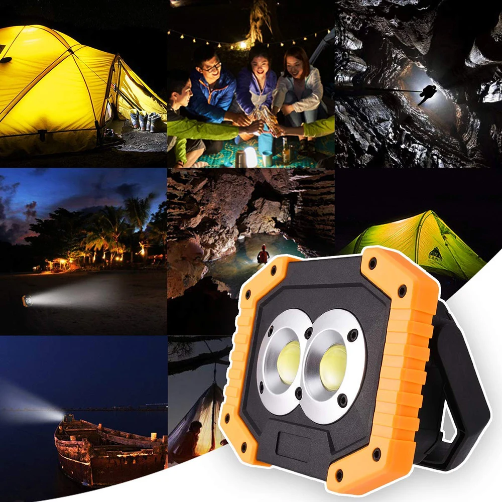 Portable LED Flashlight COB Work Light Floodlight Searchlight Waterproof USB Rechargeable Power Bank For outdoor lighting