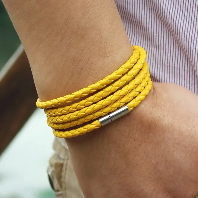 5 Layer Leather Bracelets & Charm Bangle Set, Handmade