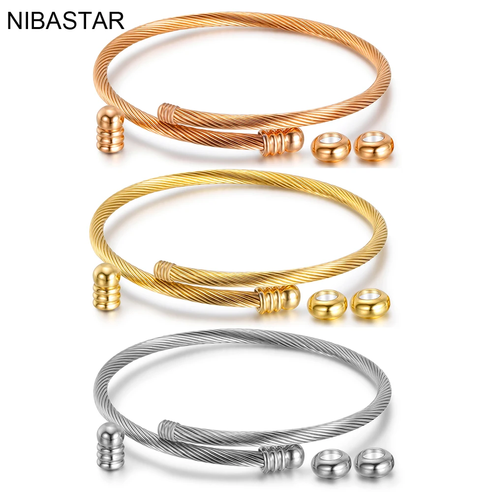 Unisex Elastyczna bransoletka Multi Twisted Cable Wire Bangle Trzy kolory Vintage Fashion Bangles Unikalna designerska biżuteria marki Cuff