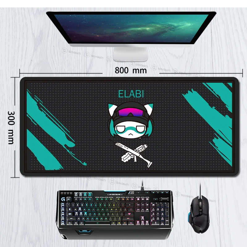 Simpatico arcobaleno Six Siege 80x30cm gomma Super Large PC Mousepad Gamer Gaming Mouse pad XL scrivania tastiera Mat per Computer portatile