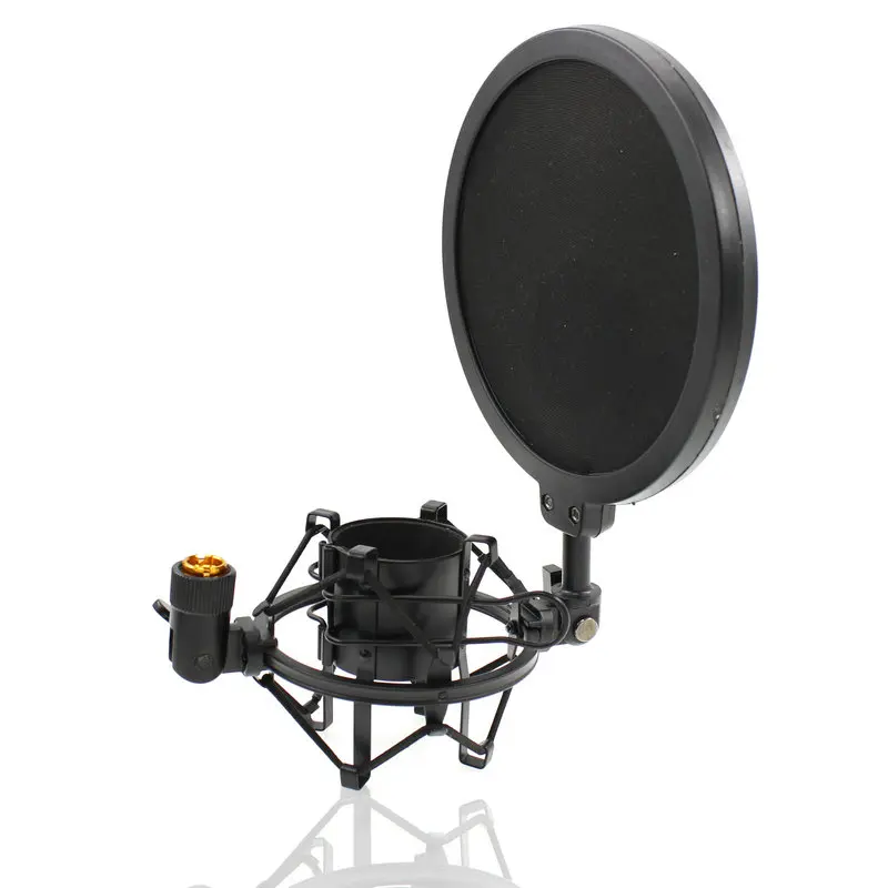 Shock Mount On Mic Pop Filter Bilayer Recording Double Mesh Screen Windscreen For BM 800 900 Condenser Studio microphone