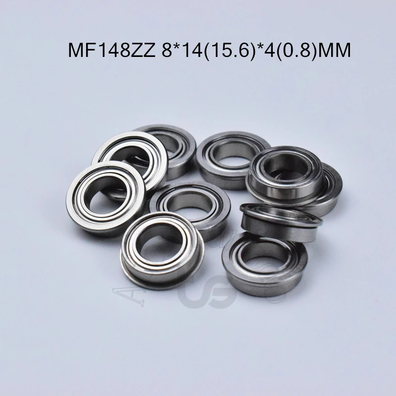 Flange Bearings 10pcs MF148ZZ 8*14(15.6)*4(mm) chrome steel Metal Sealed High speed Mechanical equipment parts