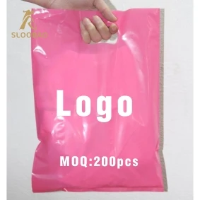 200 pcs custom shopping handle plastic bag/gift plastic packaging bag for garment/printed LOGO promotion bag