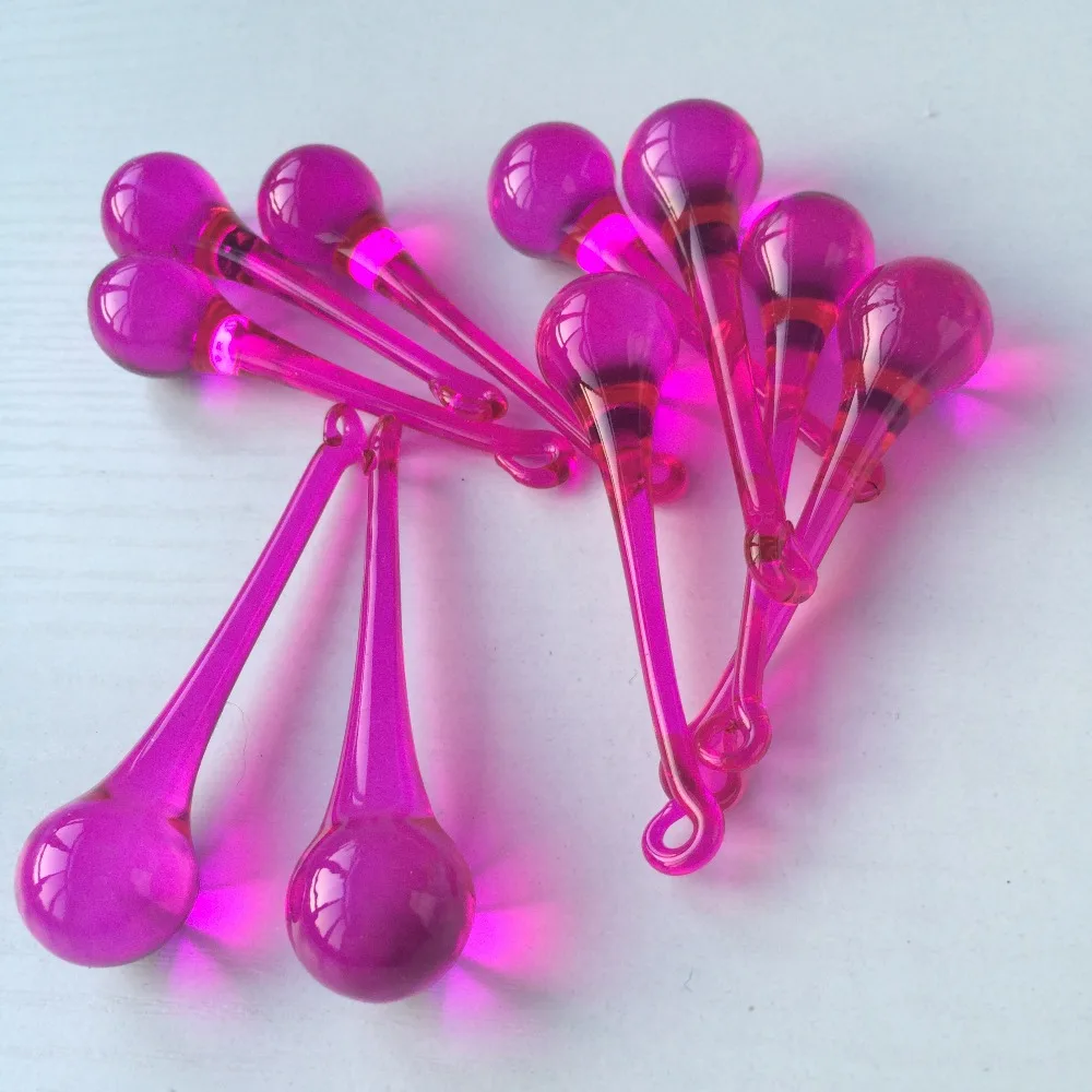 Vidro Raindrop Chandelier Pingentes, Contas De Cristal, Acessórios Cortina, Home Party e Decoração Bar, Cor Fuchsia, 20x80mm, 20Pcs por lote