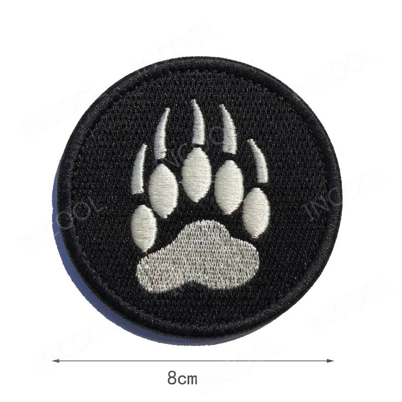 Bear Claw Embroidery Patch Dog Paw Patch Hook & Loop Fastener Appliques Combat Embroidered Patches For Clothing Backpack