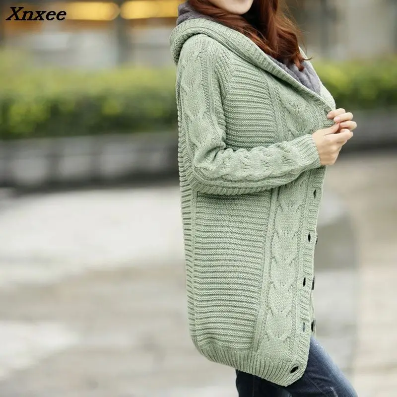 2020New Winter Hooded Cardigan Women Cashmere Sweater Red White Coat Thick Warm Sueter Mujer Long Sleeve Female Knitted Outwear