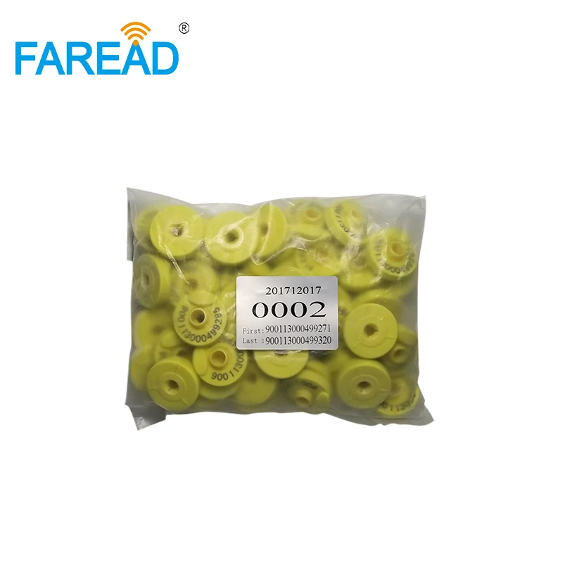 X50pairs أفضل بيع شحن مجاني 134.2 كيلو هرتز LF RFID العلامات الحيوان الأذن العلامة لإدارة الماشية ISO القياسية