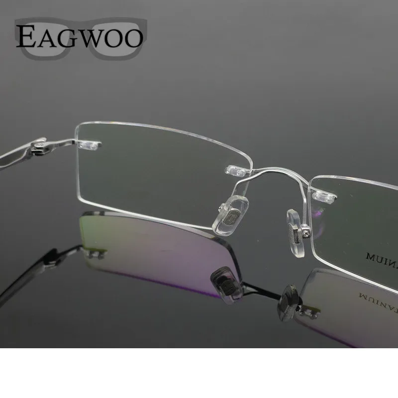 Pure Titanium Eyeglasses Rimless Optical Frame Prescription Spectacle Frameless Glasses For Men Eye glasses 11090 Slim Temple