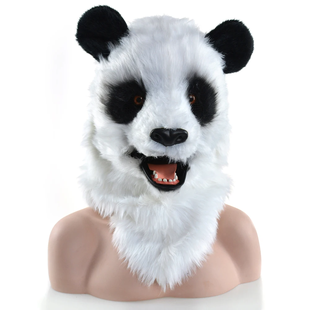 2022 HuiTai plush  handmade Cosplay mouth mover masks panda  false face  Party props