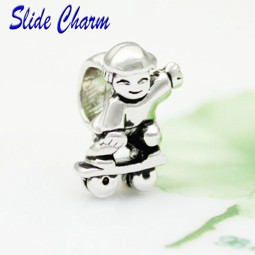 2023 New Slide Charm Free Shipping Sports Skateboarders Charm Beads Fit Pandora Bracelet