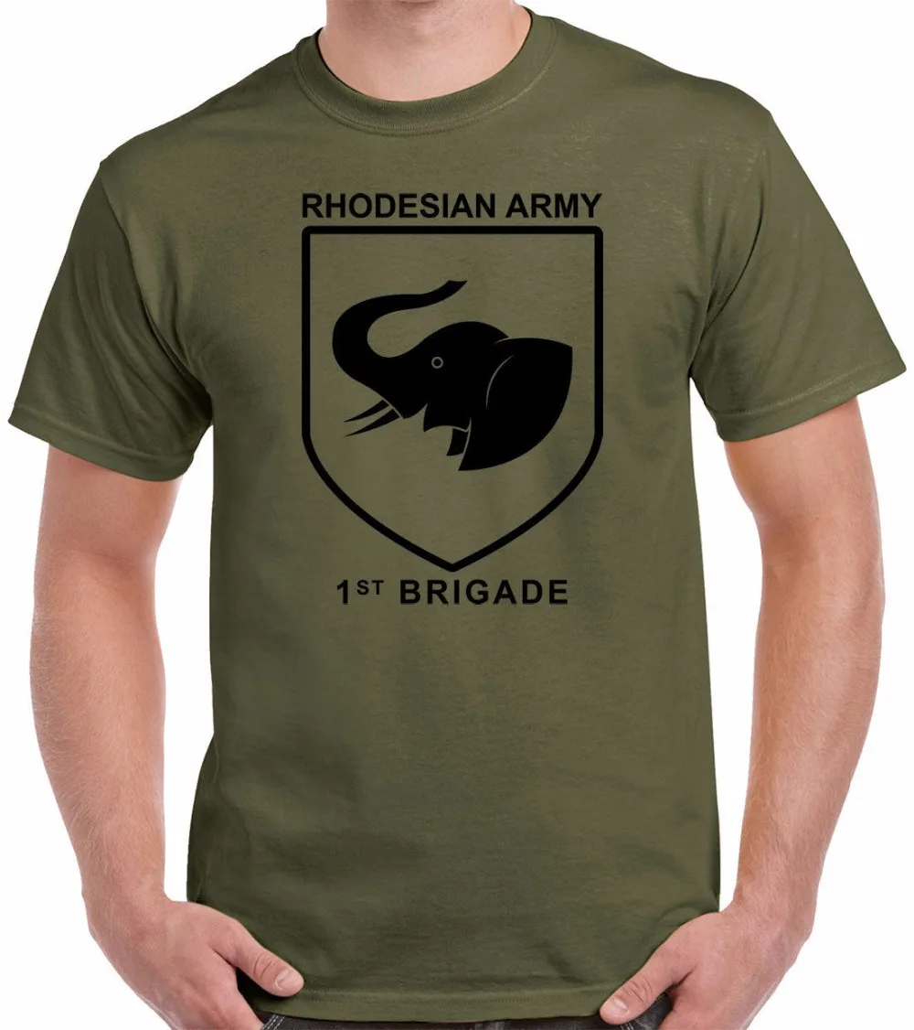 2019 Fashion Short Sleeve Black T Shirt High Quality Rhodesia 1st Brigade  biker Tee shirts Tee Shirt Casual Short Sleeve