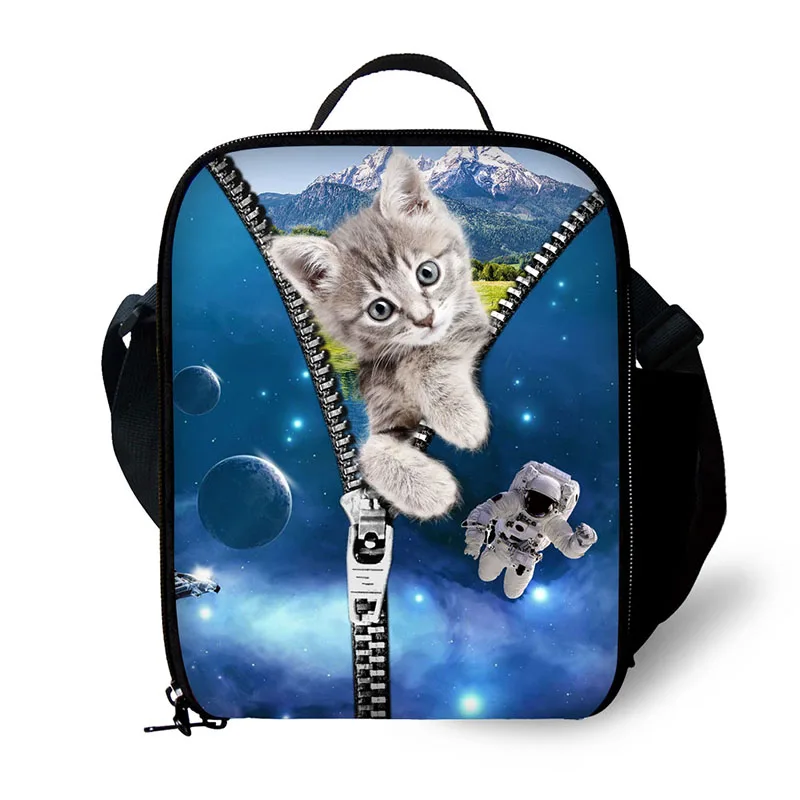 Trendy Printing zipper Animal Cats and dogs Lunch Bag Men Food Thermal Bag Lunchbox for Boys Children Lancheira Picnic Bag