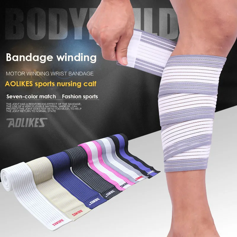 1PCS 90*7.5cm Powerlifting Elastic Bandage Leg Compression Calf Knee Support Strap Wraps Band Brace Sports Safety