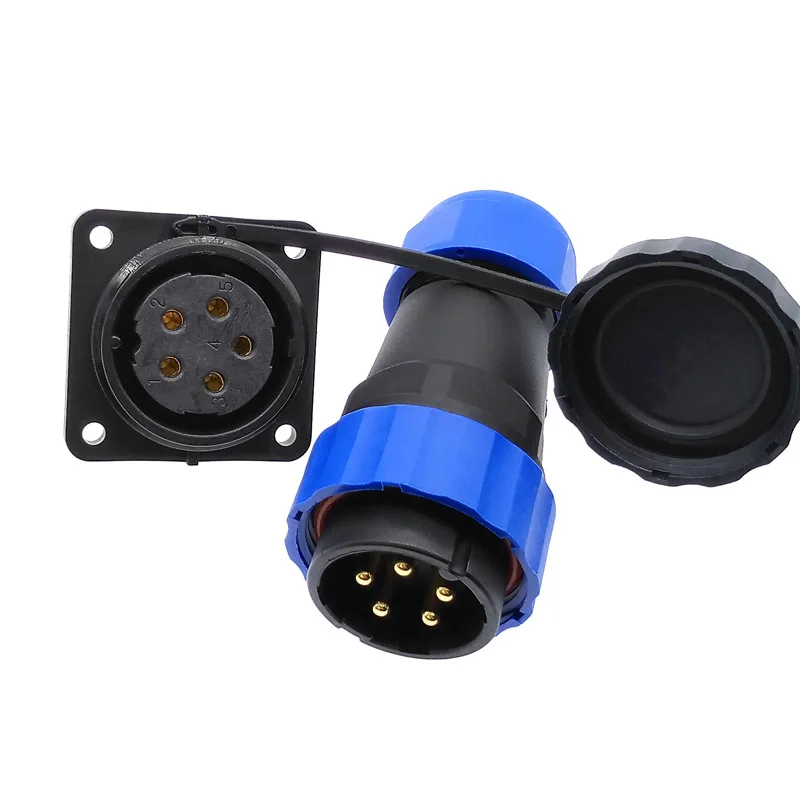 SP28 Straight IP68 waterproof connector 2 Pin 3/4/5/6/7/8/9/10/12/14/16/19/22/24/26pin Flange socket