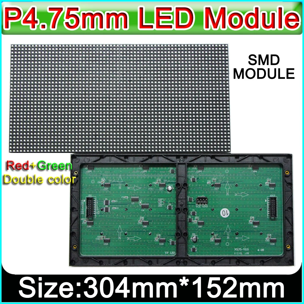 

2019 NEW Double color SMD P4.75 LED module, Indoor RG double color LED display module, P4.75 LED Module, led sign Panel