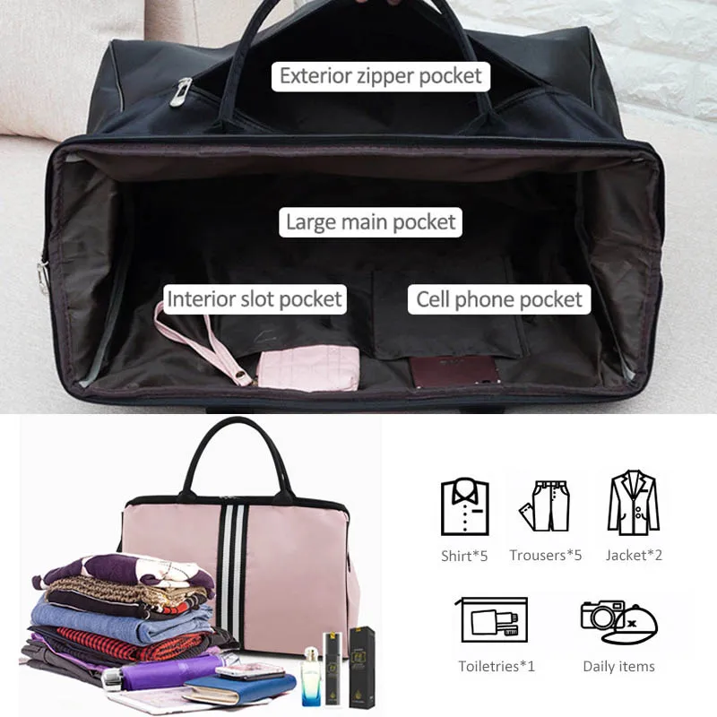 Women Overnight Weekend Fitness Bag Ladies Stripe Yaga Gym Big Travel Bag Light Men Foldable Outdoor Bags Korean  XA37WB