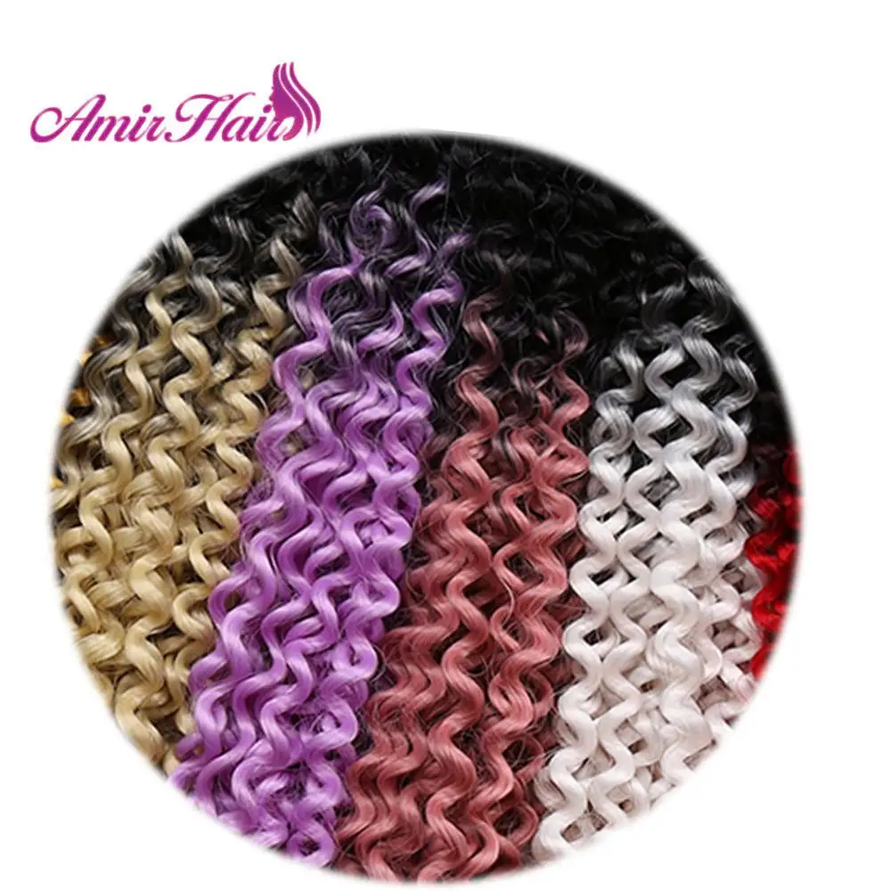 Amir Water Wave Ombre Synthetic Braids Hair Bulk Freetress Afro kinky Twist Crochet Bundles Braiding Hair Extensions For Woman