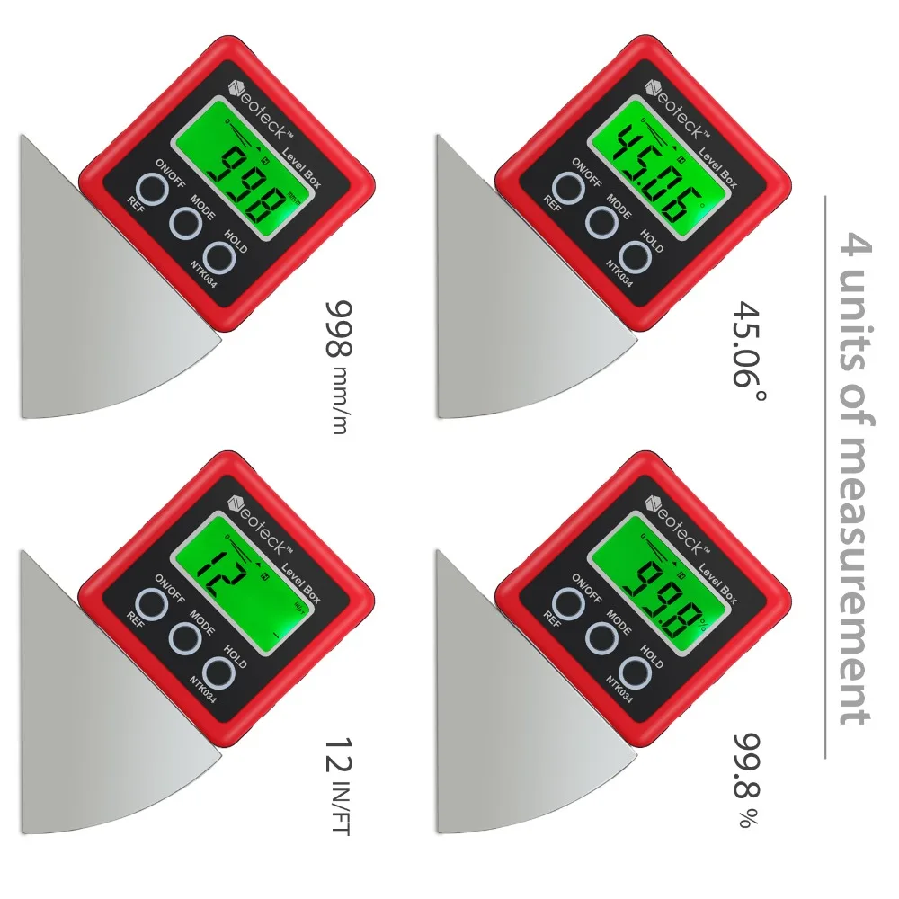 Neoteck Aluminum Alloy Mini Digital Protractor Inclinometer Electronic Level Box Magnetic Base Measuring Tools  Angle Finder