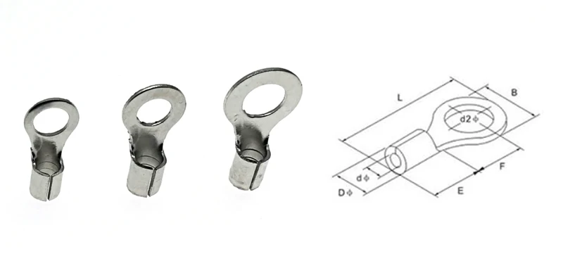 200/500 Stück Ringkabelschuhe, blanke Kabelendverbinder, elektrische Crimpklemmen, RNB3.5-4~RNB5.5-6, Verdrahtungskabelklemmen, 2.5-6mm² – Detail 1