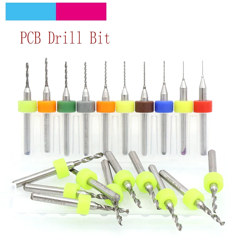 Mini brocas PCB de 0,15mm a 2,5mm, carburo de acero de tungsteno para placa de circuito de impresión, máquina CNC, herramientas de carpintería, 10 unids/set por juego