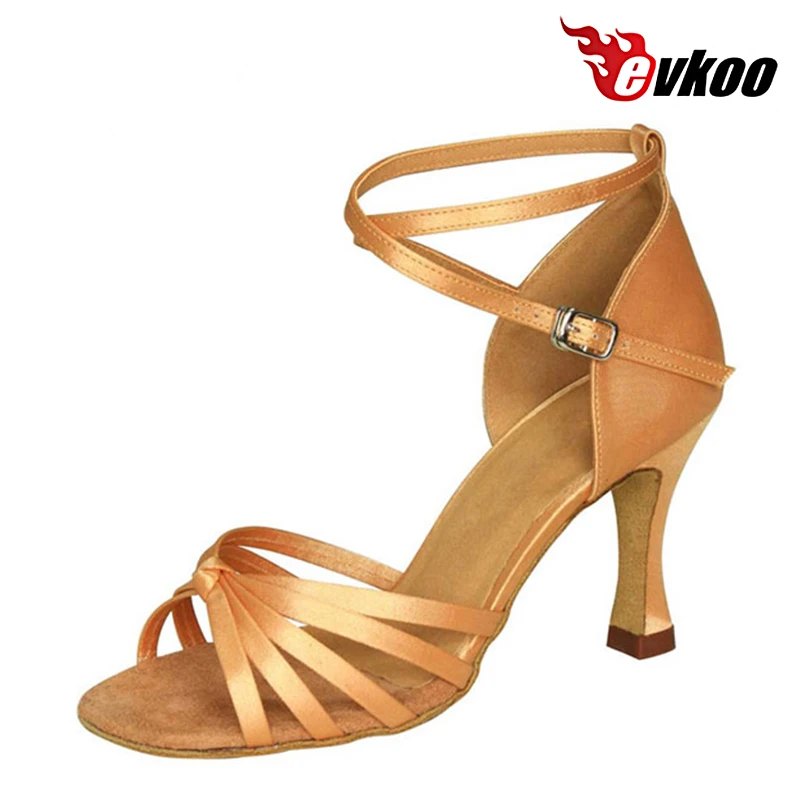 Evkoodance Woman Satin Latin Tango Salsa Dance Shoes 7cm Heel Customize Color Latin Ballroom Dance Shoes Free Shipping Evkoo-029