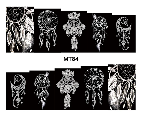 Tip of Nail MT84 Full Cover Indian White Black Dream Catcher Nail Art Water Sticker Decal For Nail Art Tattoo Tips DIY