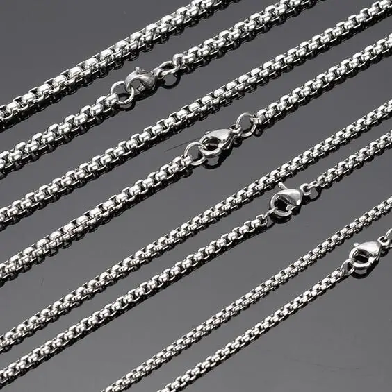 5pcs Lot in bulk  Stainless Steel  Square Rolo Link  Chain  Necklace  3mm /4mm 18''-32'' choose