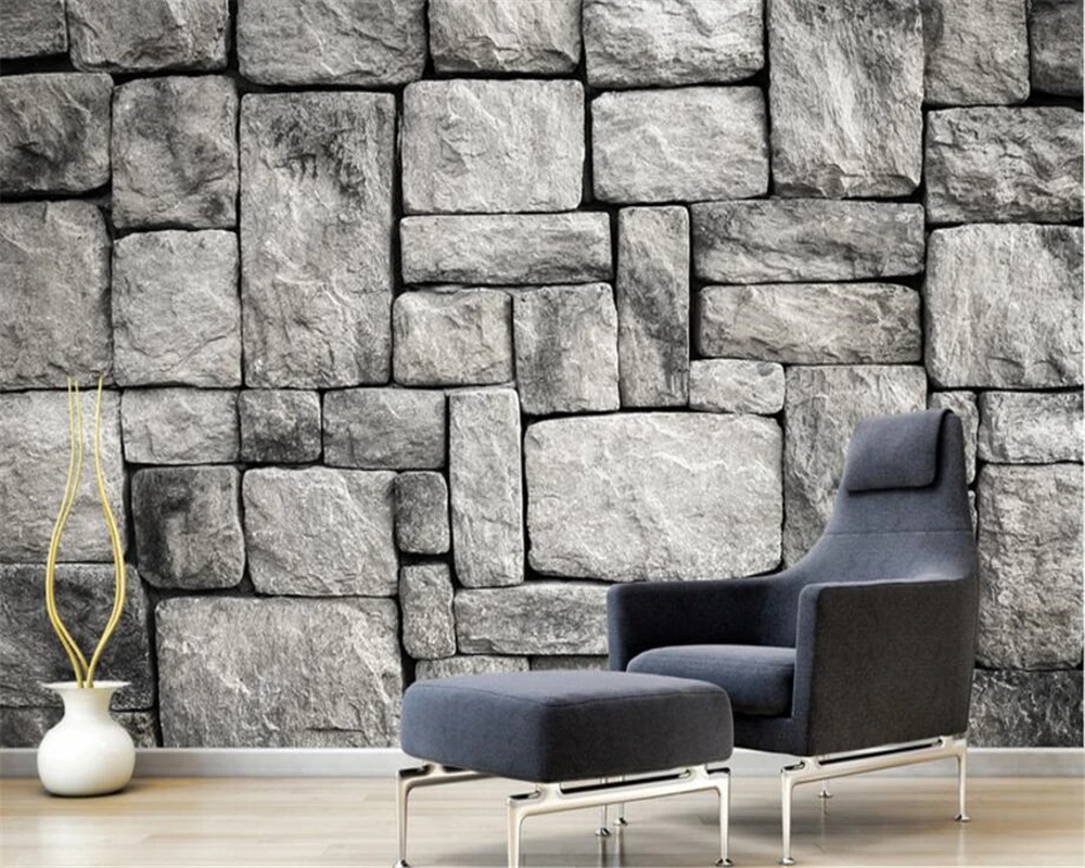 Custom wallpaper Grey brick wall background mural European vintage stone wall home decoration living room bedroom 3d wallpaper