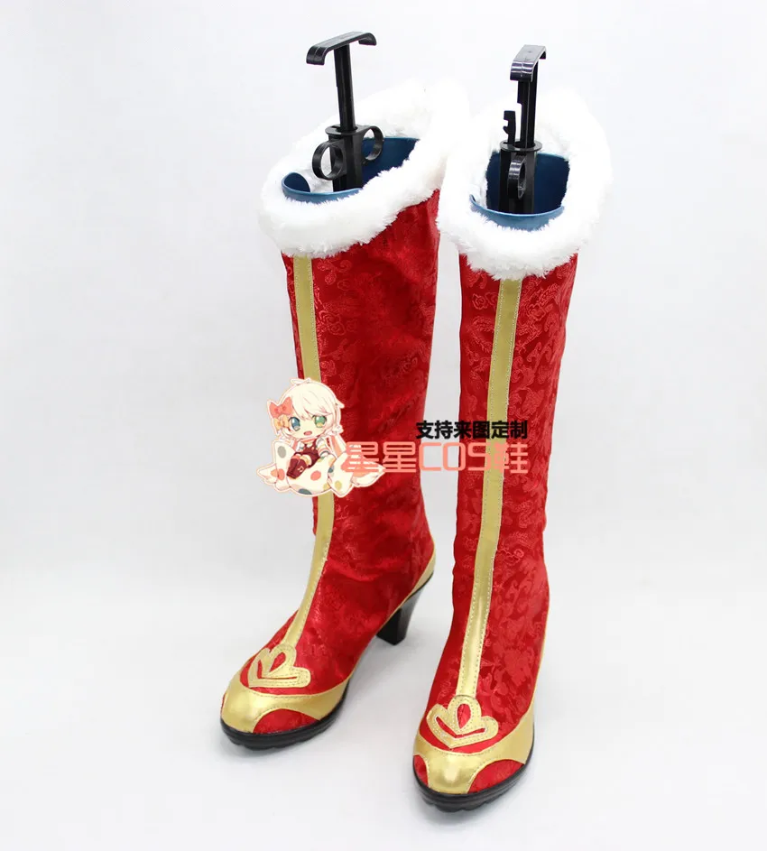 

LoveLive! Love Live Honoka Kousaka Chinese Style Red Cosplay Shoes Boots X002