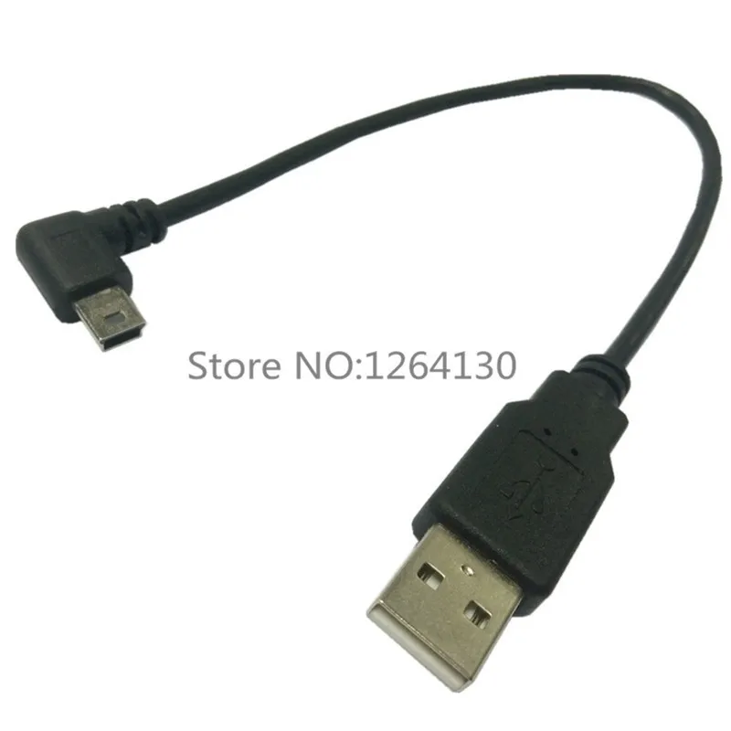 Mini USB B Type 5pin Male Left Angled 90 Degree to USB 2.0 Male Data Cable 25cm