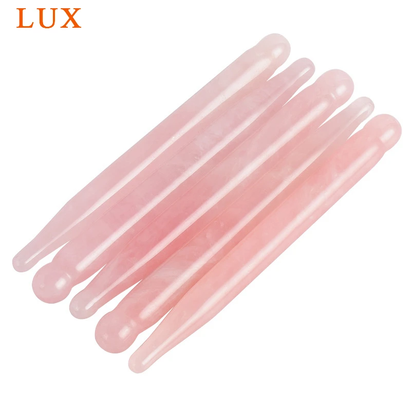 Natural Rose Quartz Massage Tool, Crystal Wand Body Gua Sha Point Stick, Reiki Healing Stone Face Relaxing Tool