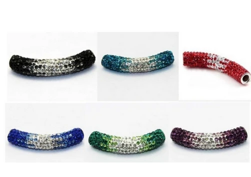 10 pcs/lot 45cm mixed multicolor disco pave diy loose i535 bracelet necklace gradient tube  beads long bending Crystal